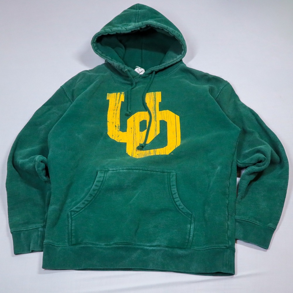 University of Oregon Hoodie Mens L Independent Trading Co Green Distressed Logo